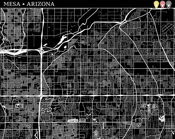 Mapa Simple Mesa Arizona Estados Unidos Versión Blanco Negro Para — Vector de stock