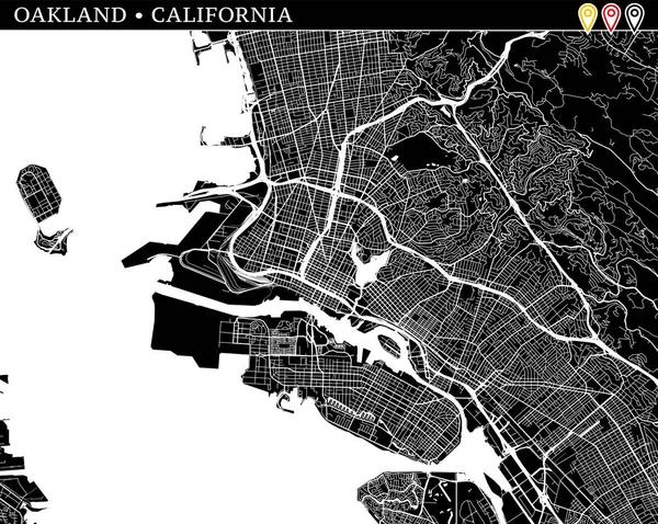 Mapa Simple Oakland California Versión Blanco Negro Para Fondos Estampados — Vector de stock