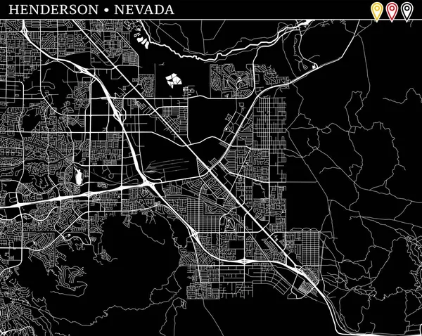 Henderson, Nevada, ABD basit haritası. Temiz arka plan ve baskılar için siyah beyaz versiyonu. Bu harita Henderson kim gruplandırılır ve taşınan separetly vektör versiyonu olabilir üç işaretleri içerir.