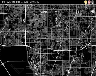 Chandler, Arizona, ABD basit haritası. Temiz arka plan ve baskılar için siyah beyaz versiyonu. Chandler bu Haritası gruplandırılır ve taşınan separetly vektör versiyonu olabilir üç işaretleri içerir.