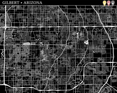 Gilbert, Arizona, ABD basit haritası. Temiz arka plan ve baskılar için siyah beyaz versiyonu. Gilbert bu Haritası gruplandırılır ve taşınan separetly vektör versiyonu olabilir üç işaretleri içerir.