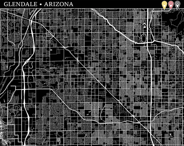 Mapa Simple Glendale Arizona Estados Unidos Versión Blanco Negro Para — Vector de stock