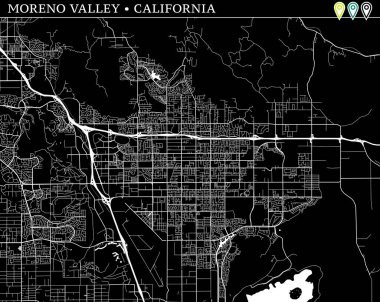 Moreno Valley, California, ABD basit haritası. Arka plan için siyah beyaz versiyonu. Moreno Valley bu Haritası gruplandırılır ve taşınan separetly vektör versiyonu olabilir üç işaretleri içerir.