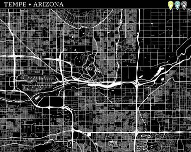 Tempe, Arizona, ABD basit haritası. Arka plan için siyah beyaz versiyonu. Bu harita Tempe gruplandırılır ve taşınan separetly vektör versiyonu olabilir üç işaretleri içerir.