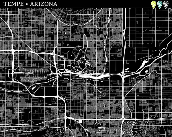 Mapa Simple Tempe Arizona Estados Unidos Versión Blanco Negro Para — Vector de stock