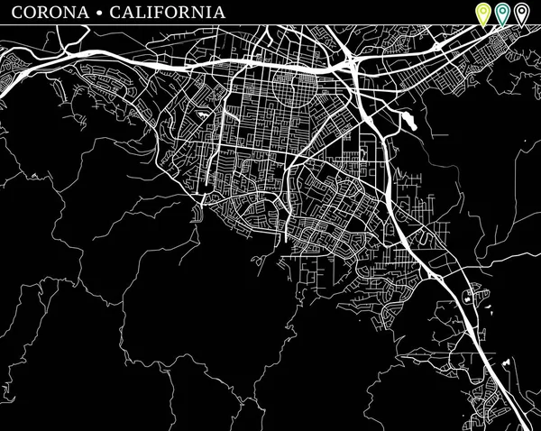 Mapa Simple Corona California Versión Blanco Negro Para Fondos Este — Vector de stock