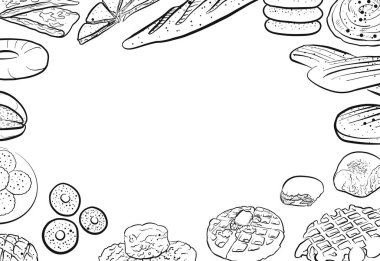 El ekmek kutsal kişilerin resmi kopya alanı ile çekilmiş. Vektör yiyecek çizim.