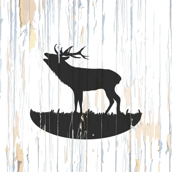 Roaring Deer Drawing Wood Vintage Vector Illustration — Stock Vector