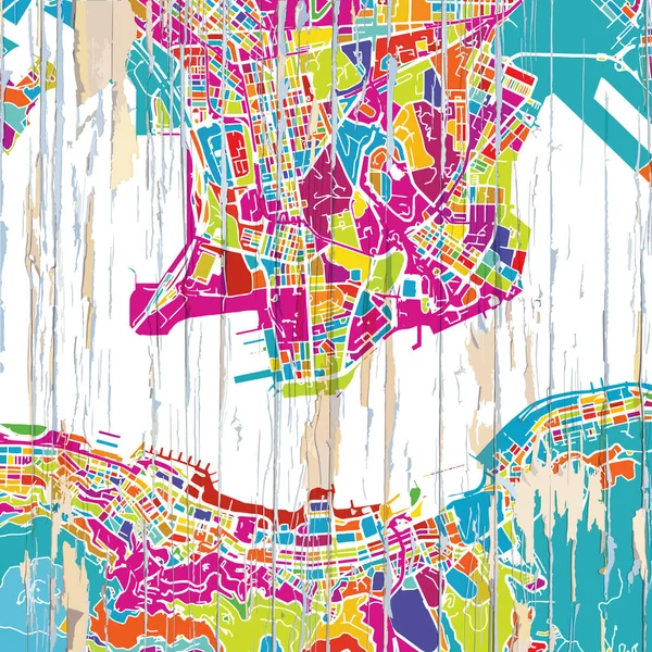 Farbenfrohe Hongkong Landkarte Jahrgangskartenserie — Stockvektor