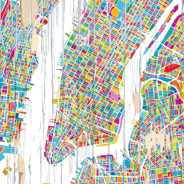 Mapa Colorido Cidade Nova Iorque Vintage Mapa Série — Vetor de Stock