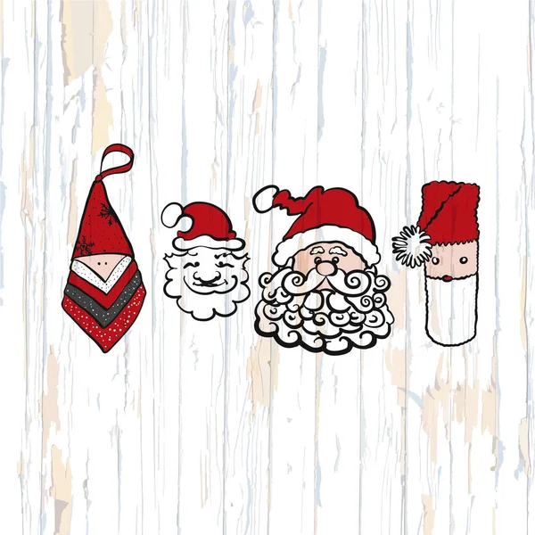 Santa Claus Σκίτσα Ξύλινο Υπόβαθρο Εικονογράφηση Διάνυσμα Χειροποιήτο — Διανυσματικό Αρχείο