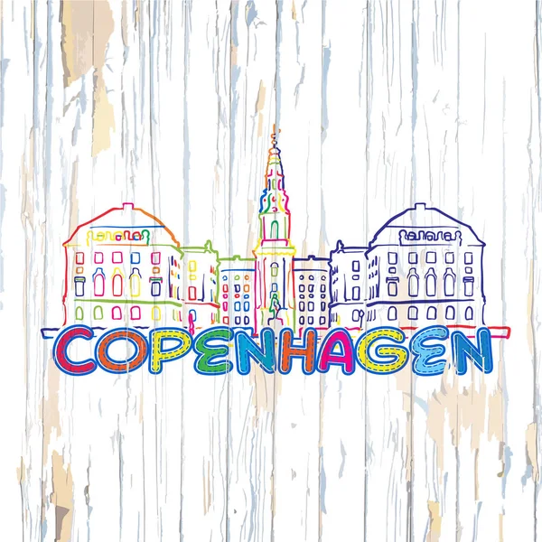 Színes Copenhagen Támaszkodva Fából Készült Háttér — Stock Vector