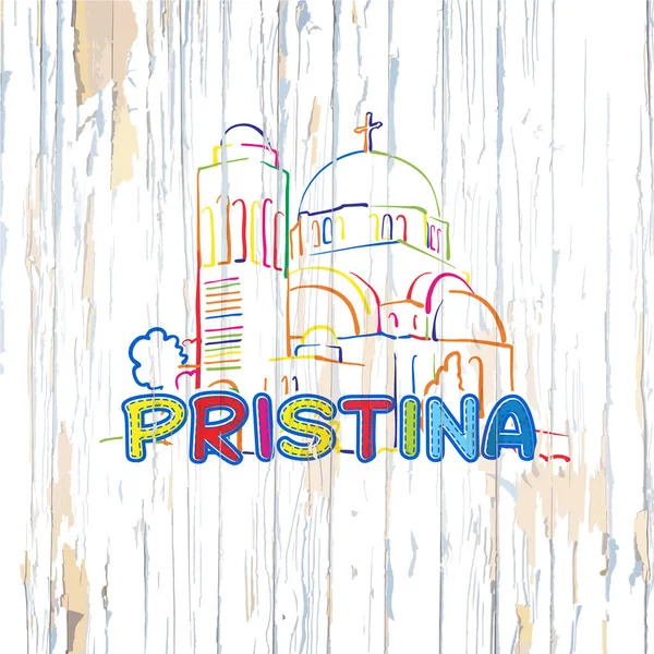 Desenho Pristina Colorido Fundo Madeira — Vetor de Stock