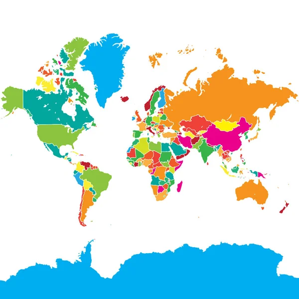 Mappa Del Mondo Colorata Illustrazione Vettoriale Formati Quardici — Vettoriale Stock