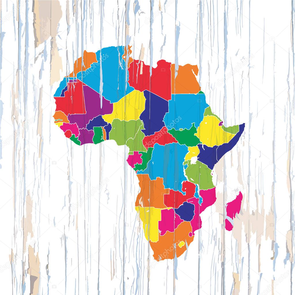 Colorful map of African Coutries. Vector illustration template for wall art and marketing in square format.
