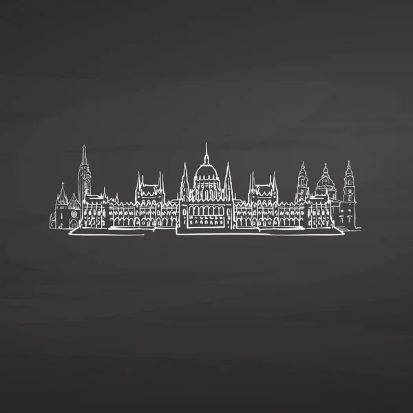 Budapest Hungría Firma Pizarra Dibujo Vectorial Dibujado Con Tiza Digital — Vector de stock