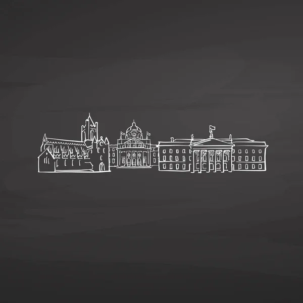 Dublín Irlanda Firma Pizarra Dibujo Vectorial Dibujado Con Tiza Digital — Vector de stock