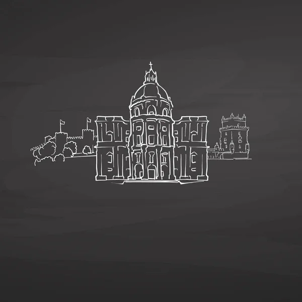 Лиссабон Португалии Знаки Доске Цифровой Рисунок Векторного Рисунка Доске Столицы — стоковый вектор