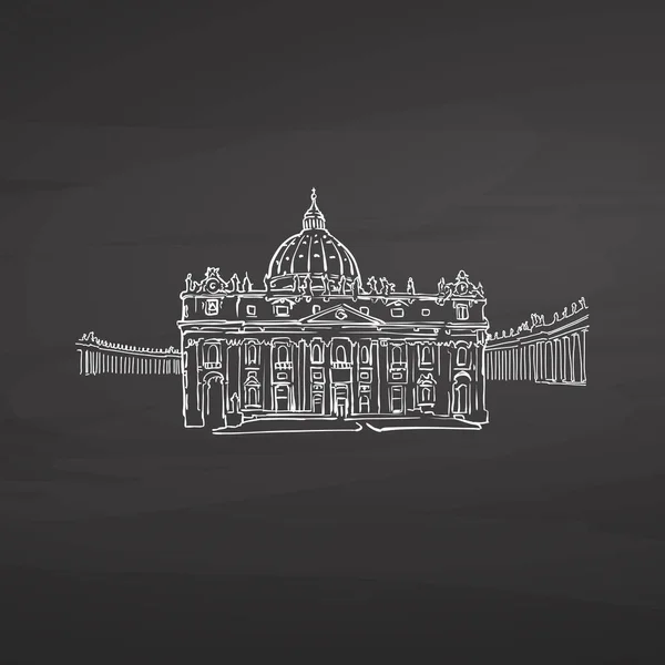 Ciudad Del Vaticano Firma Pizarra Dibujo Vectorial Dibujado Con Tiza — Archivo Imágenes Vectoriales