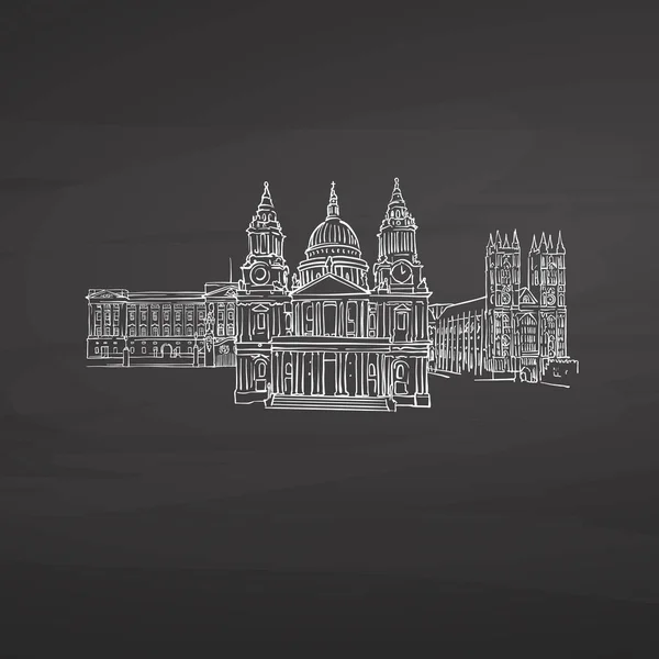 Londres Reino Unido Firma Pizarra Dibujo Vectorial Dibujado Con Tiza — Vector de stock