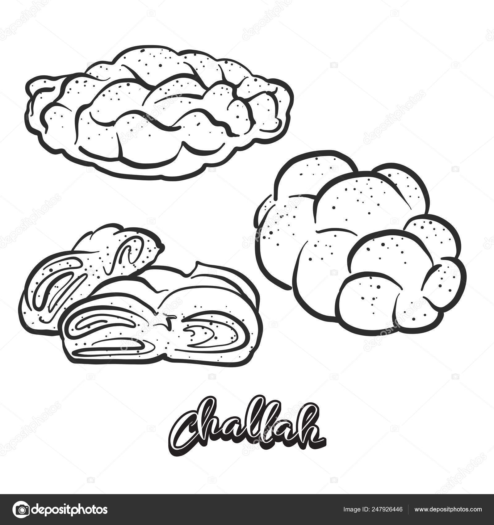 Bosquejo dibujado a mano de pan Challah vector, gr??fico vectorial
