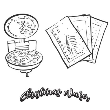 Hand drawn sketch of Christmas wafer bread clipart