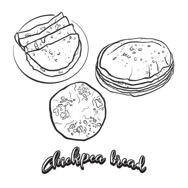 Gambar tangan sketsa roti Chapati - Stok Vektor