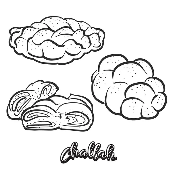 Sketsa gambar tangan roti Challah - Stok Vektor