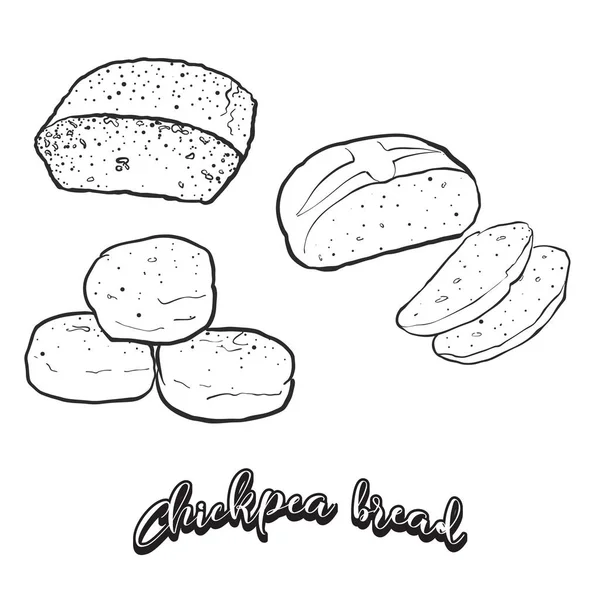 Sketsa gambar tangan roti Chickpea - Stok Vektor