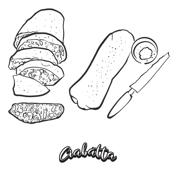Esboço desenhado à mão de pão Ciabatta — Vetor de Stock