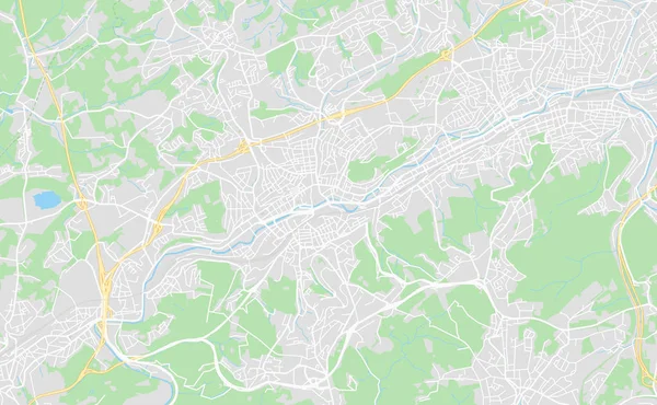 Centrum plattegrond van Wuppertal, Duitsland — Stockvector