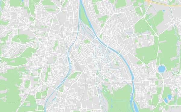 Augsburg, Alemania mapa de calle en el centro — Vector de stock