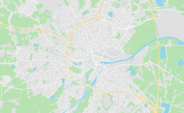 Στο κέντρο του χάρτη του δρόμου Oldenburg, Γερμανία — Διανυσματικό Αρχείο