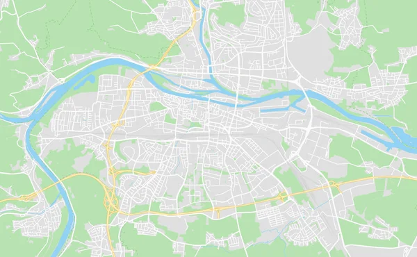 レーゲンスブルク、ドイツのダウンタウン地図 — ストックベクタ