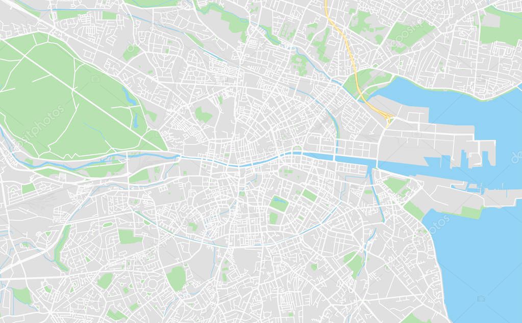 Dublin, Ireland downtown street map