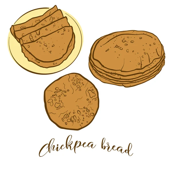 Bocetos coloreados de pan Chapati — Archivo Imágenes Vectoriales