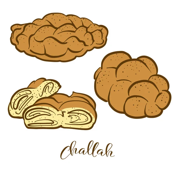 Кольорові ескізи халу хліба — стоковий вектор