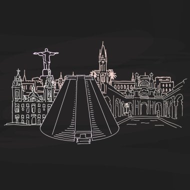 Parlak sınır taşı-in Rio de Janeiro yazı tahtası üzerinde