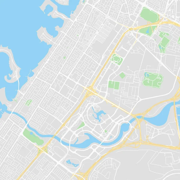 Downtown vector map of Dubai, United Arab Emirates — Stock Vector
