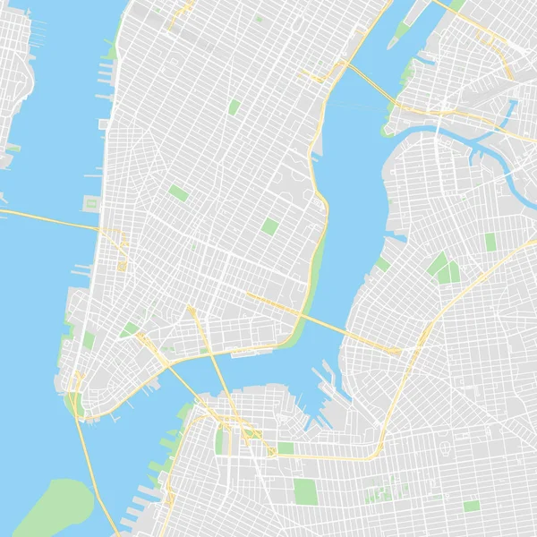 Innenstadt-Vektorkarte von New York City, vereinigte Staaten — Stockvektor