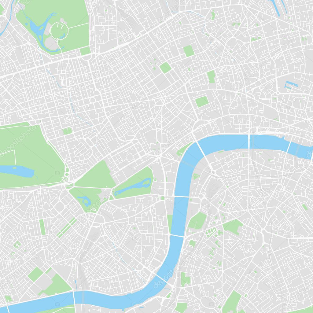 Downtown vector map of London, United Kingdom