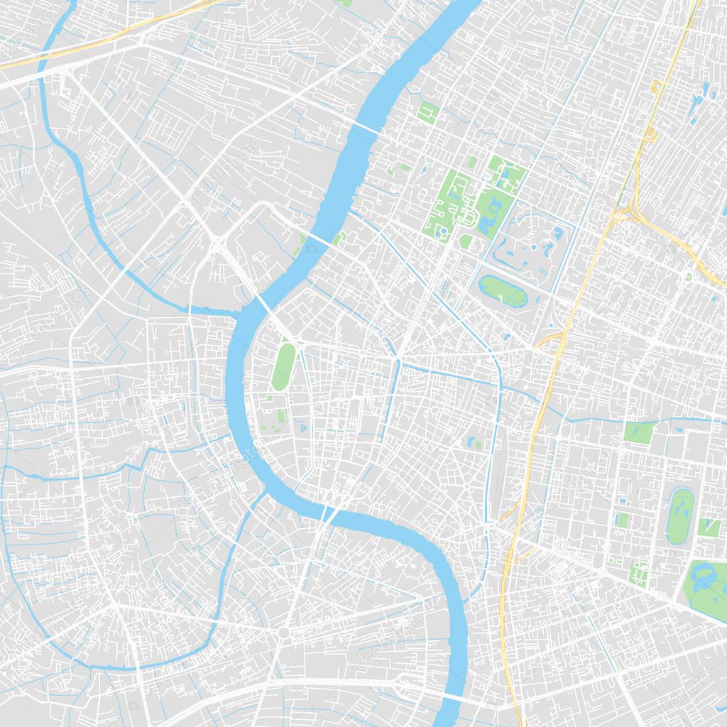 Downtown vector map of Bangkok, Thailand
