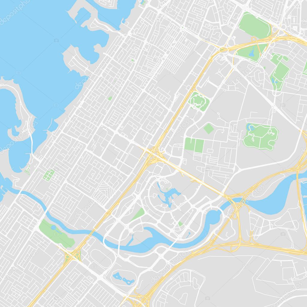 Downtown vector map of Dubai, United Arab Emirates