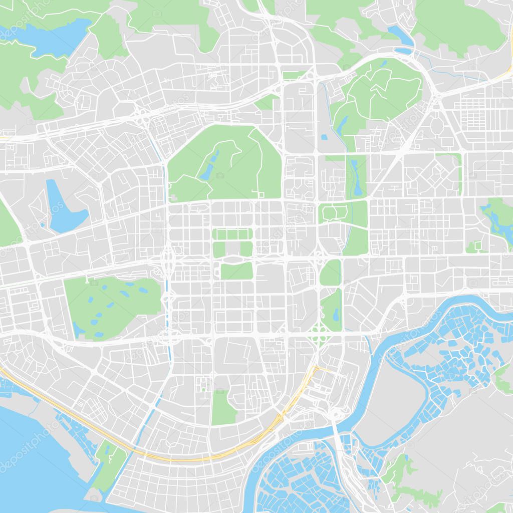 Downtown vector map of Shenzhen, China