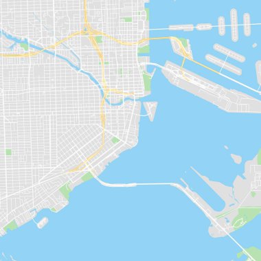 Şehir merkezindeki vektör harita Miami, Amerika Birleşik Devletleri