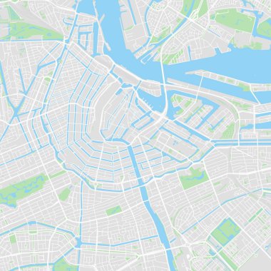 Şehir merkezindeki vektör harita Amsterdam, Hollanda