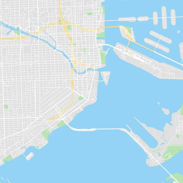 Mapa vetorial da baixa de Miami, Estados Unidos — Vetor de Stock