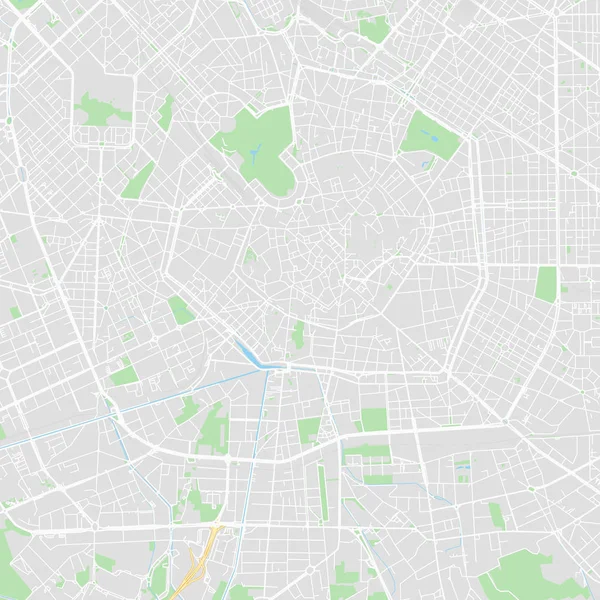 Innenstadt Vektorkarte von Mailand, Italien — Stockvektor