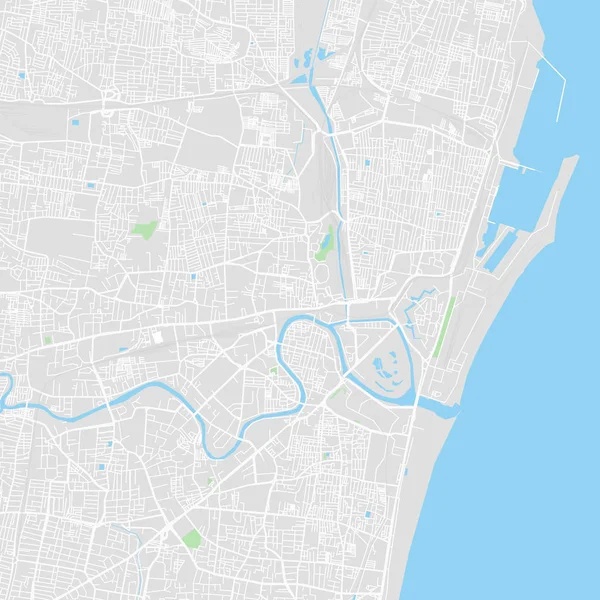 Şehir merkezindeki vektör harita Chennai, Hindistan — Stok Vektör