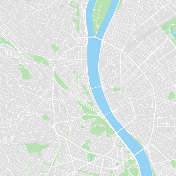 Mapa vetorial da baixa de Budapeste, Hungria — Vetor de Stock